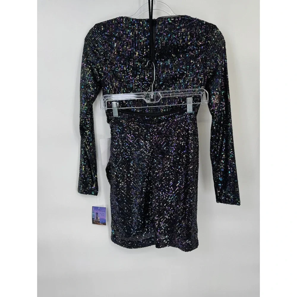 Morgan & Co Homecoming 2-pc Skirt Set Womens 0 Black Multi Sequin Party Glam NWT